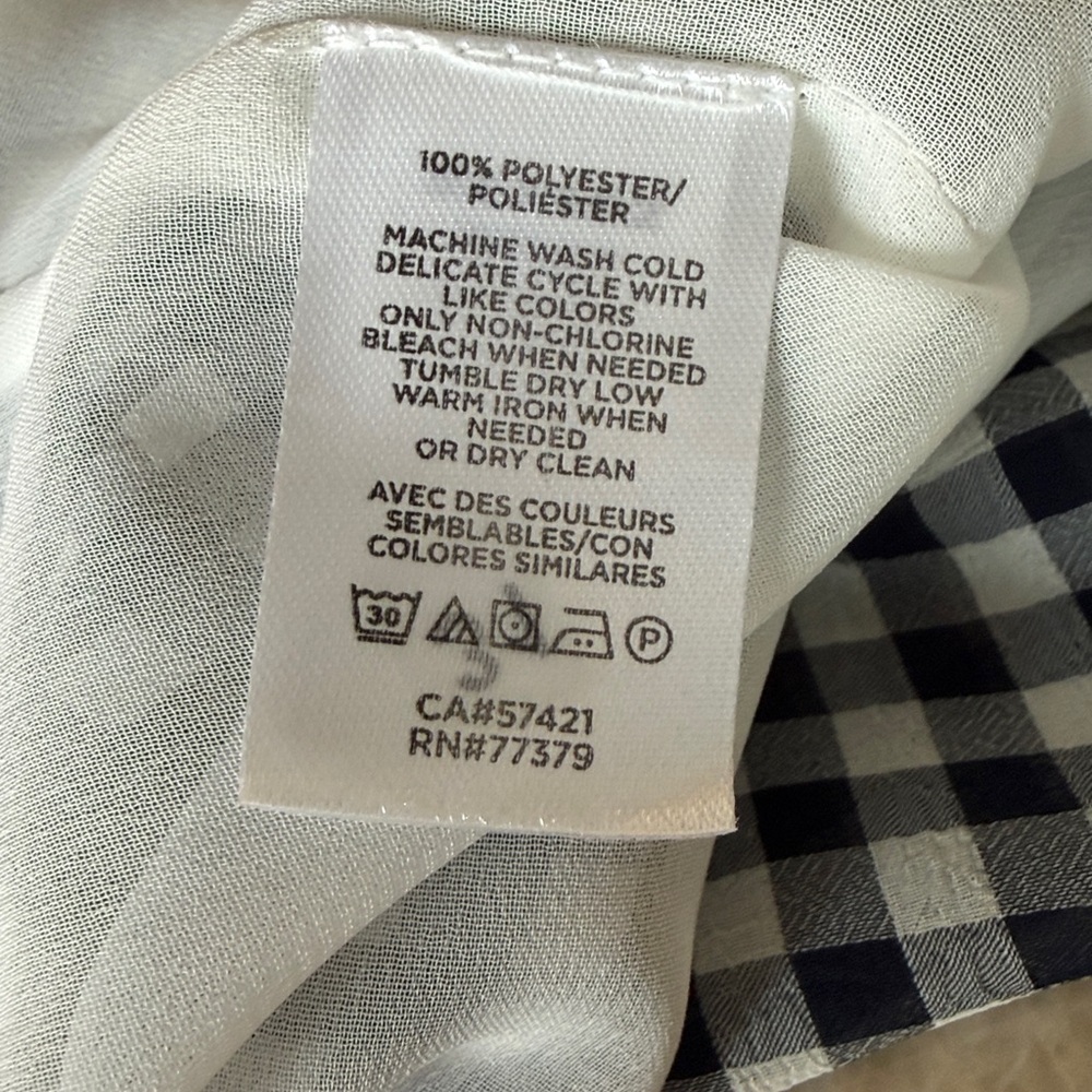 Ann Taylor Navy & White Gingham Flutter Sleeve Top XS - Picture 8 of 8